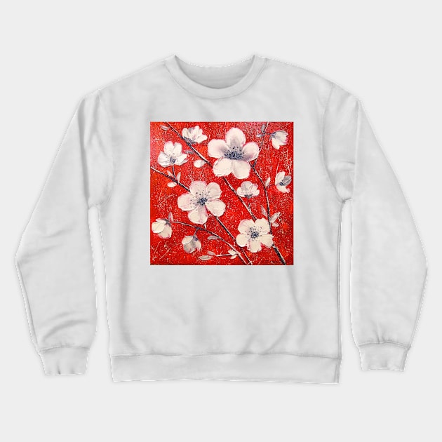 White flowers Crewneck Sweatshirt by OLHADARCHUKART